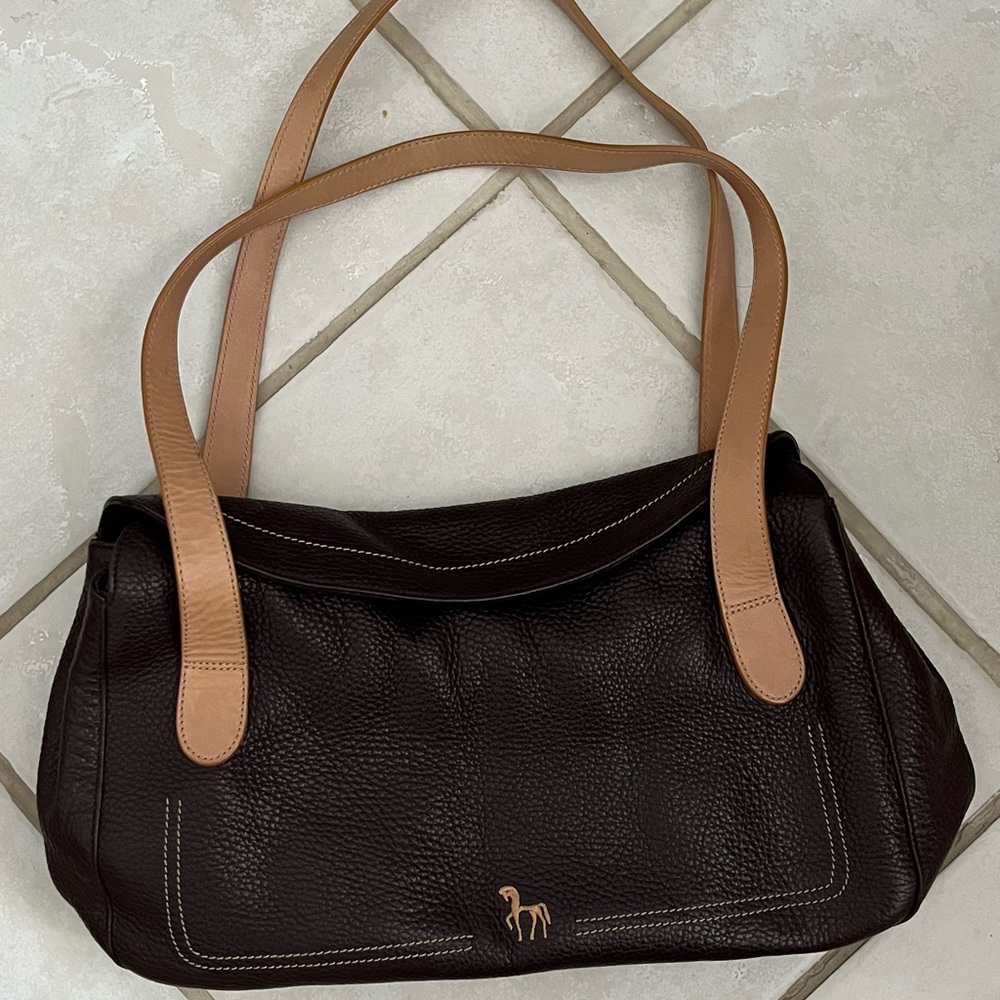 Vintage Petusco Brown Pebbled Leather Shoulderbag